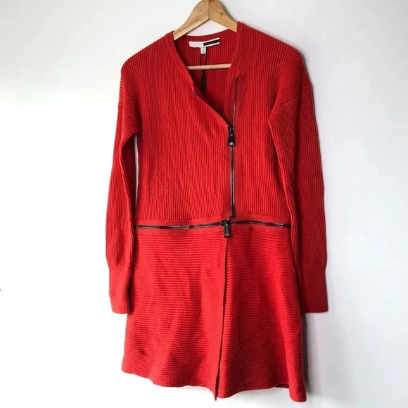 Tracy Reese Zip Off Cardigan in Maasai Red Size XS NWT - Picture 3 of 15